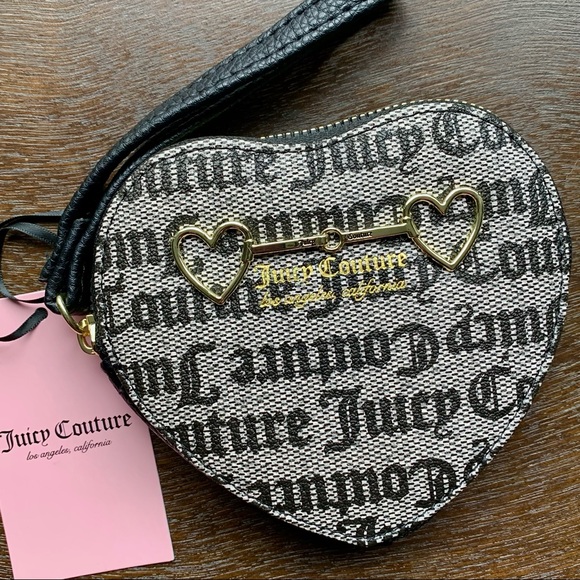 Juicy Couture Handbags - NWT Juicy Couture Gothic Status Black and Gray Heart to Heart Shaped Wristlet